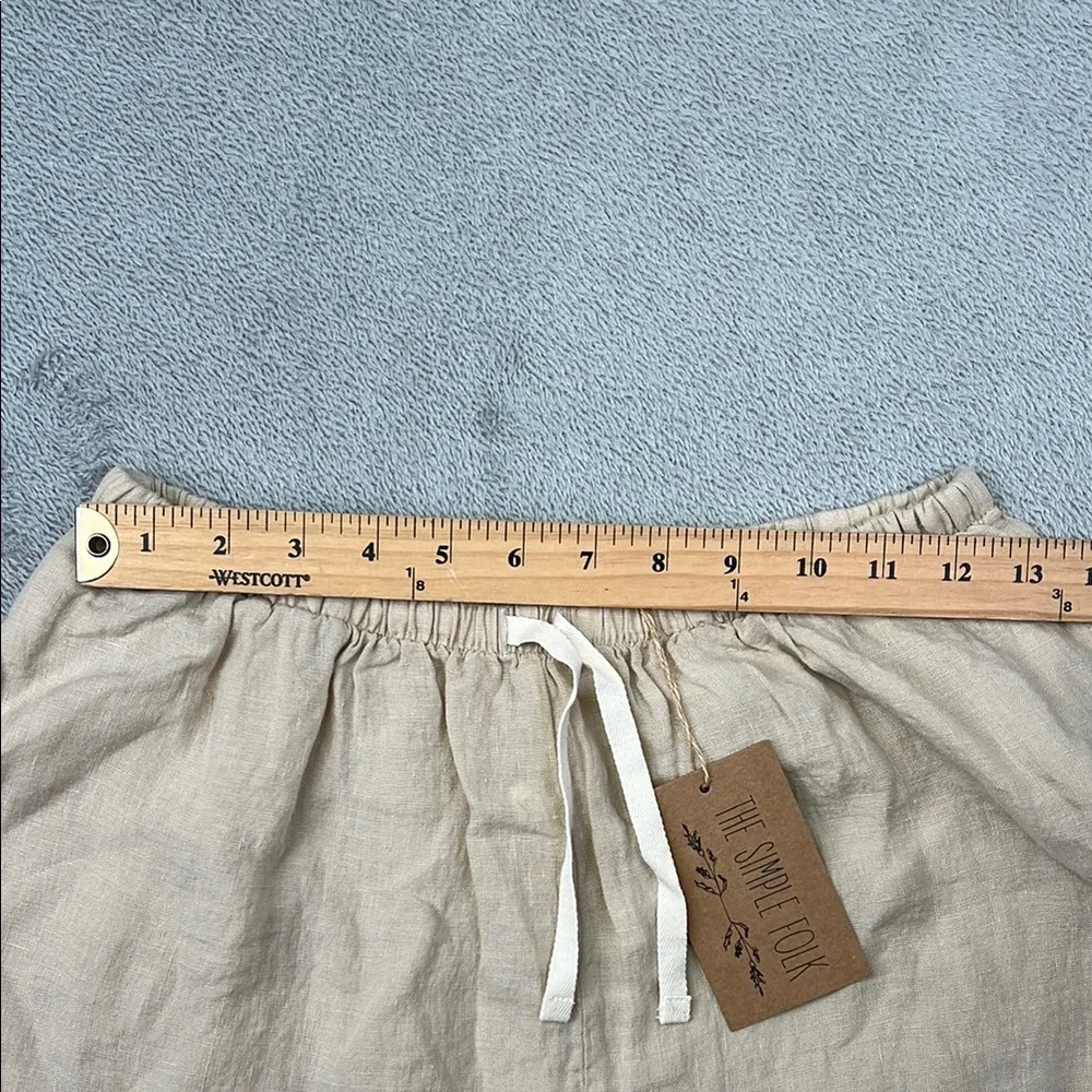 NEW The Simple Folk M 100%‎ Organic Linen Wide Leg Pants Oatmeal Cream Pockets